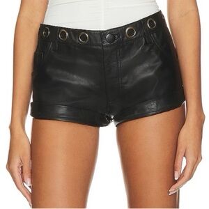 NWT One Teaspoon Heartbreak Hotel Black Leather Bandit Shorts 24